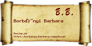 Borbényi Barbara névjegykártya